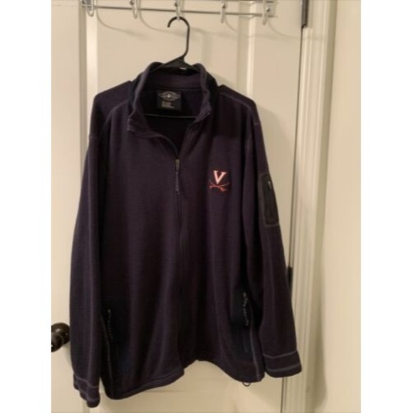 Virginia Cavaliers Men's Navy Blue Fleece Full Zip Jacket Charles River Size XL